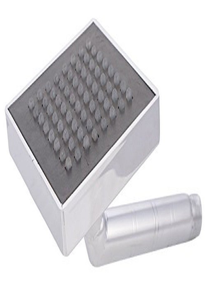 SHRUTI 4" cubic Single Flow ABS Shower Head with Steel Round Shower Head arm . Overhead Bathroom Rain Shower With Rubbit Cleaning System (Chrome) with Free Wall flange And Teflon tap - (5115 , 1774 ,1375) - Image 2